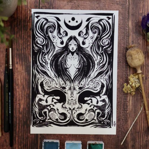 La Morrigan (noir et blanc) - Tirage d'art