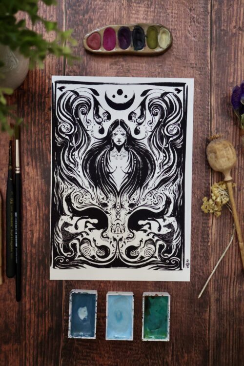 La Morrigan (noir et blanc) - Tirage d'art
