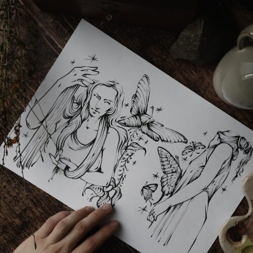 Nymphes aux papillons • Original A4