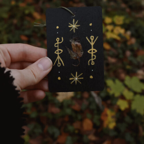 Véritable belladone - Oeuvres originales sur rectangle de bois (6x9 cm)