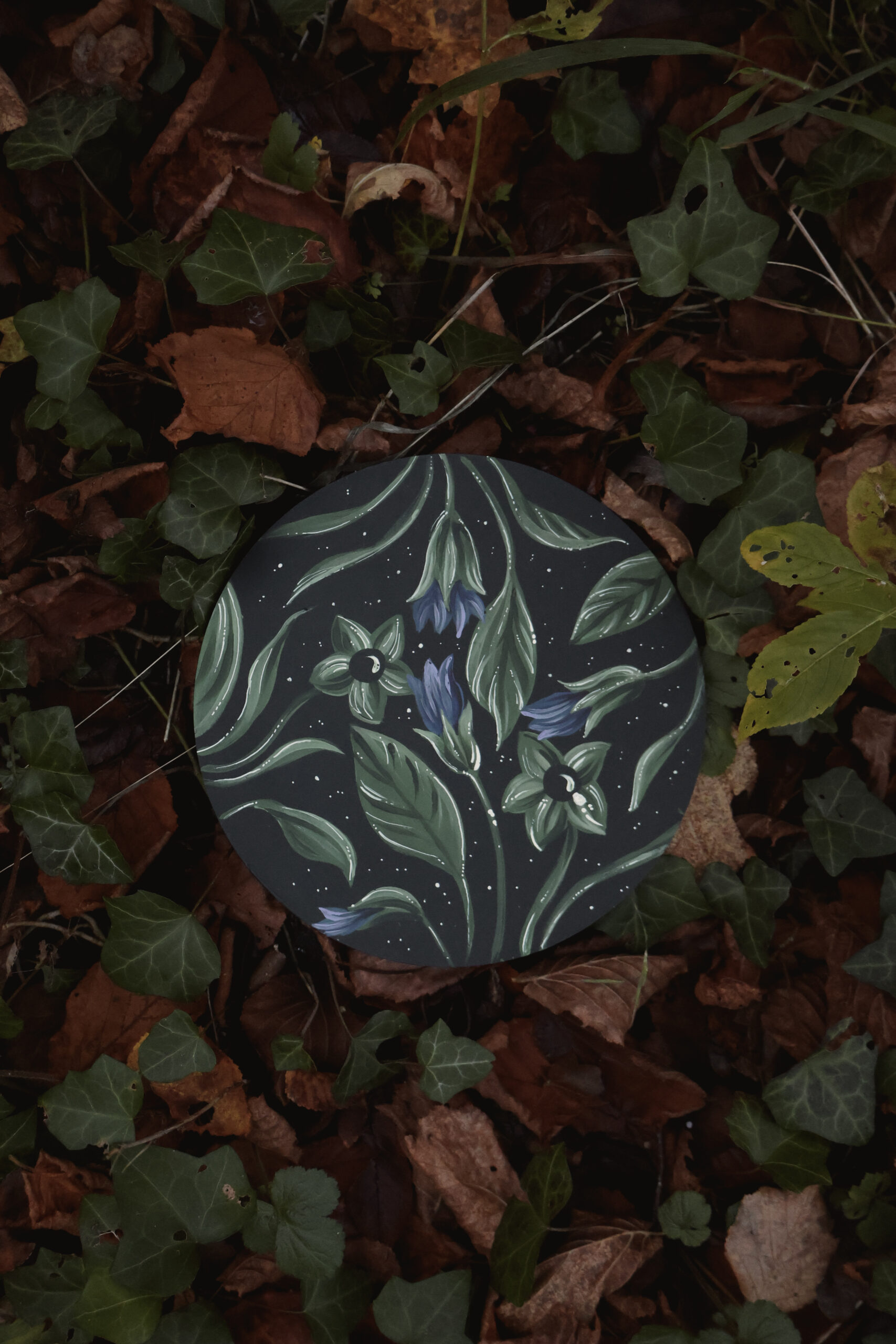 Belladonnes - Oeuvres originales sur bois 20 cm (diam.) – Image 4