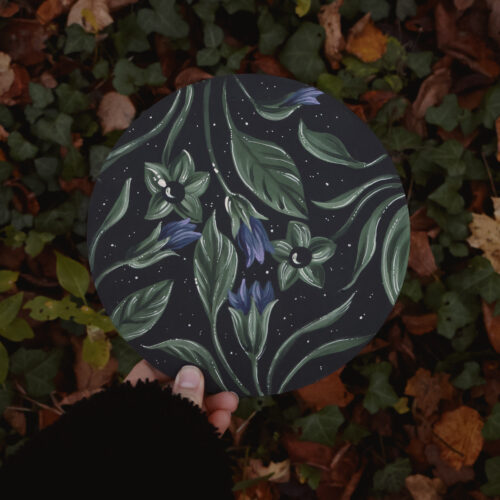 Belladonnes - Oeuvres originales sur bois 20 cm (diam.)