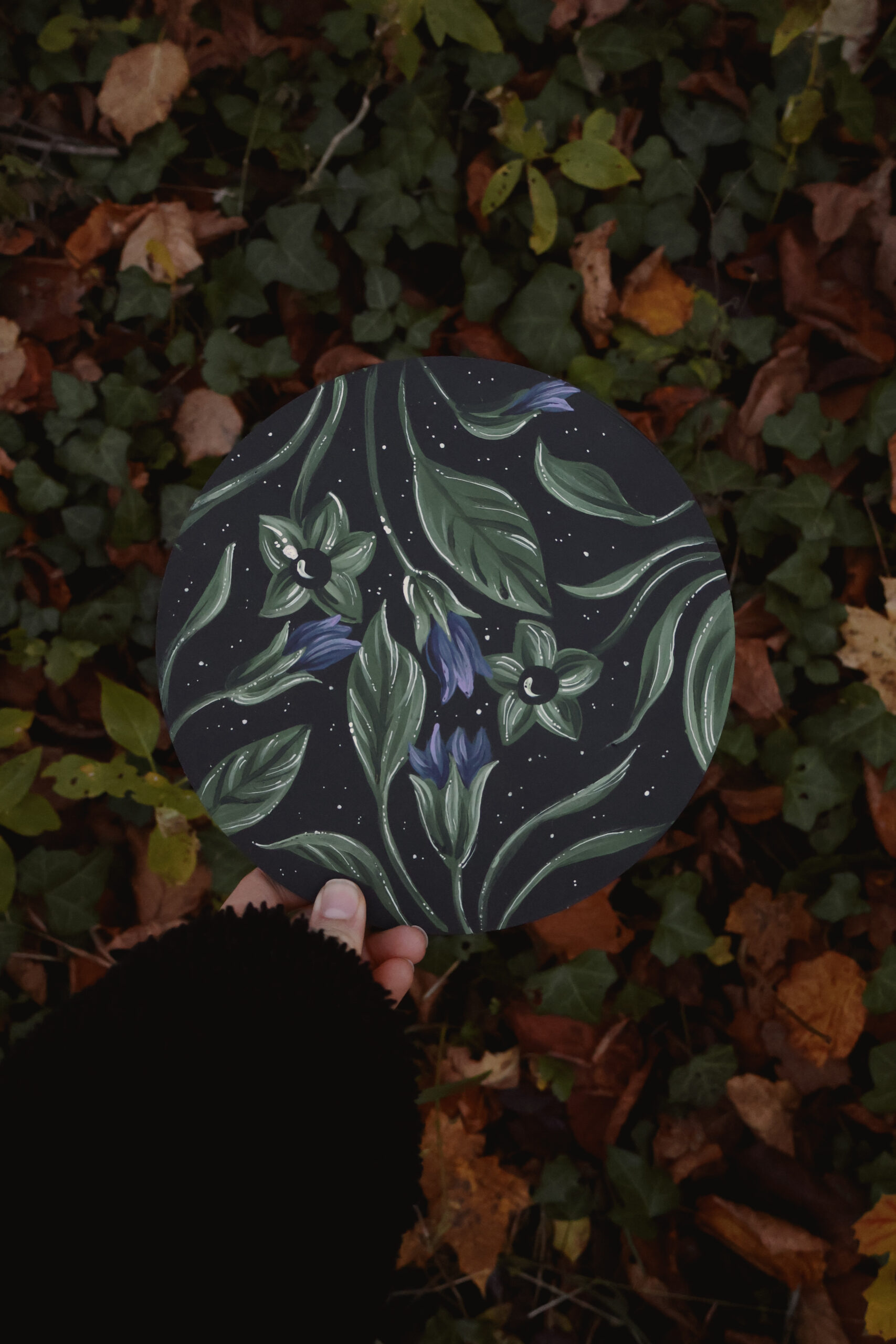 Belladonnes - Oeuvres originales sur bois 20 cm (diam.)