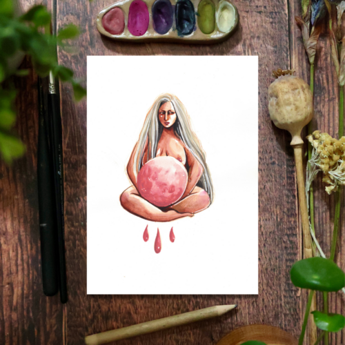 Pleine Lune en Vierge (éclipse) • Tirage d’art collector (A5)