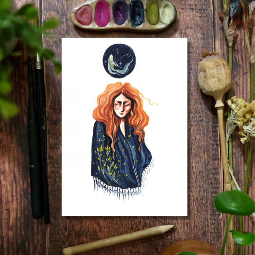 Nouvelle Lune en Poissons • Tirage d’art collector (A5)