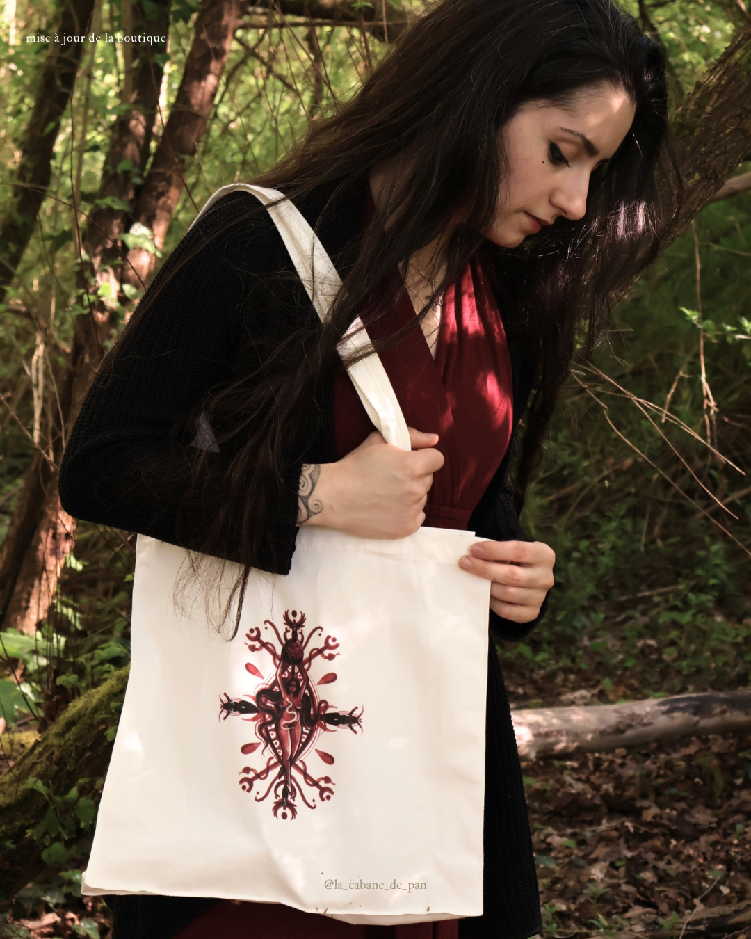 Sac en coton imprimé - "Coeurs Amazones"